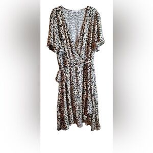NWOT Fourteenth Place Cheetah Print Wrap Dress Size 4x High Low D